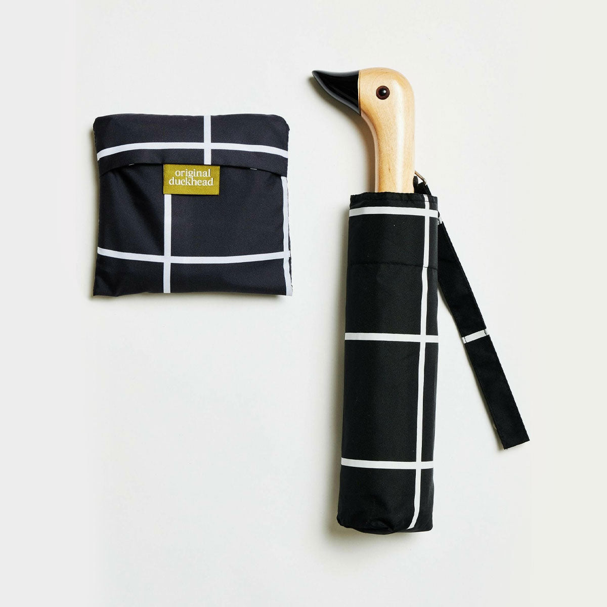 duckhead-black-grid-bundle-regenschirm-tasche-set-schwarz image 1