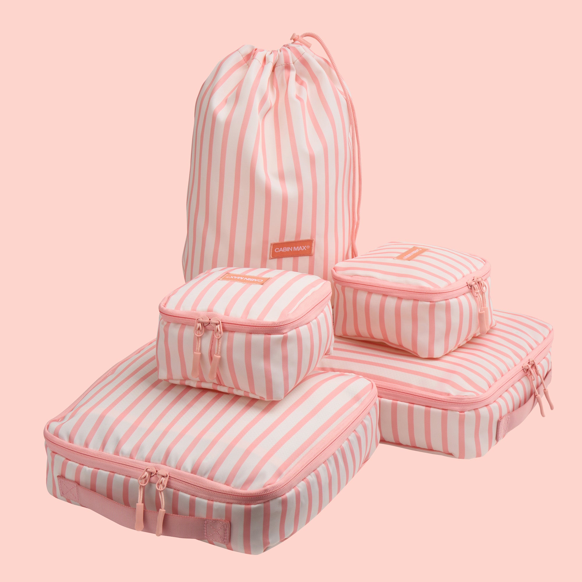 cabin-max-accessories-packing-cubes-5-teilig-rosa-gestreift-organizer image 3