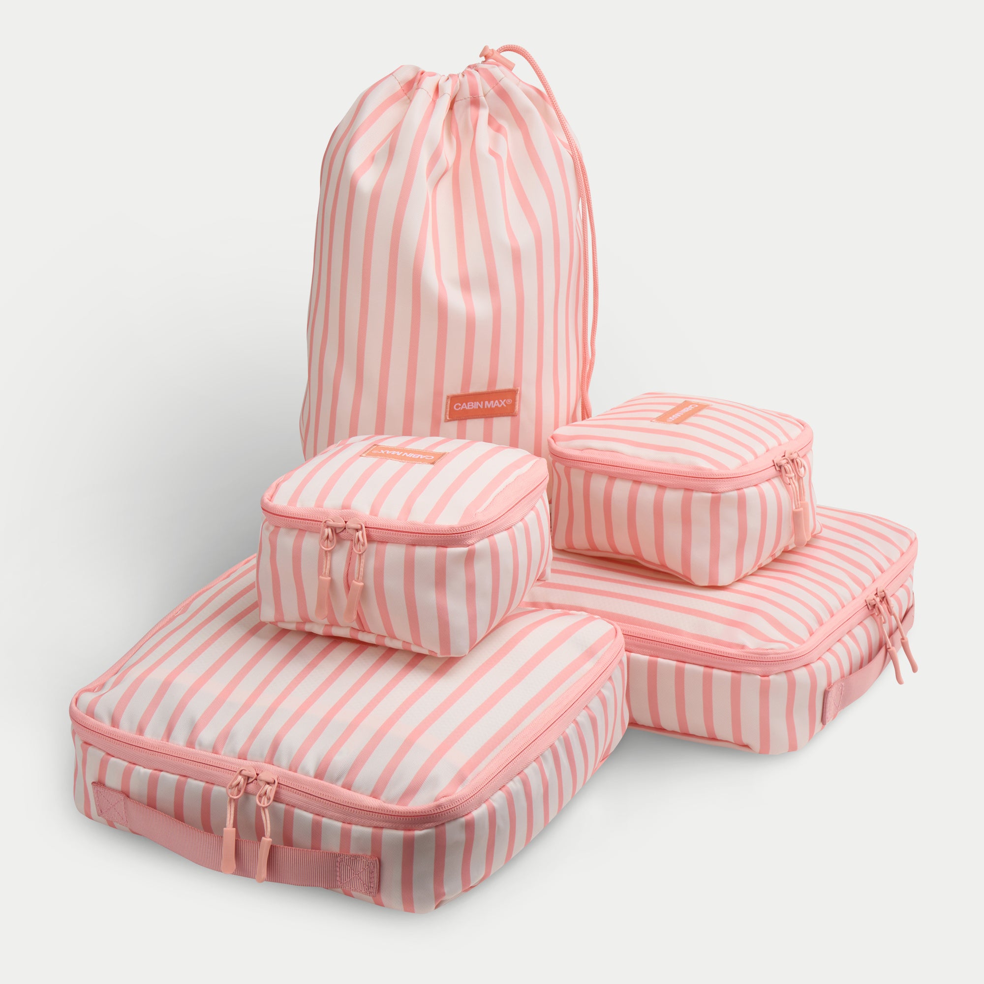 cabin-max-accessories-packing-cubes-5-teilig-rosa-gestreift-organizer image 1