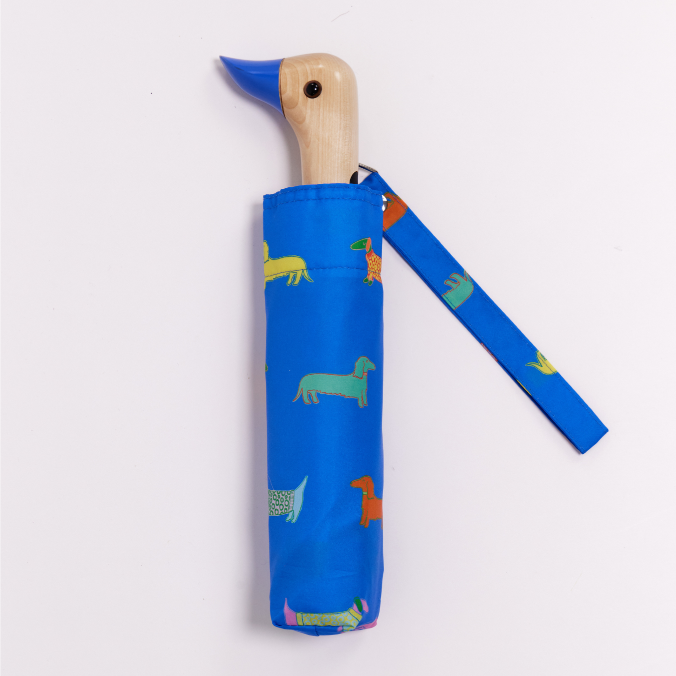 duckhead-dogs-blue-kompakt-regenschirm-dackel-ente-griff image 2