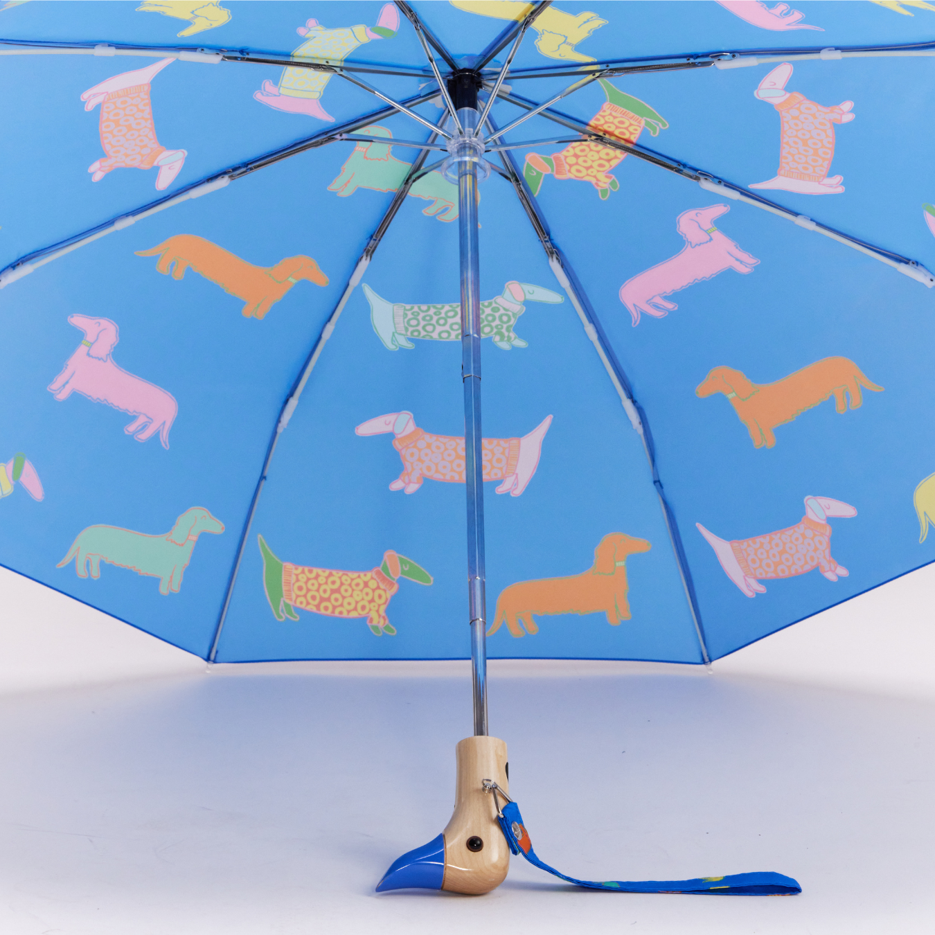 duckhead-dogs-blue-kompakt-regenschirm-dackel-ente-griff image 4