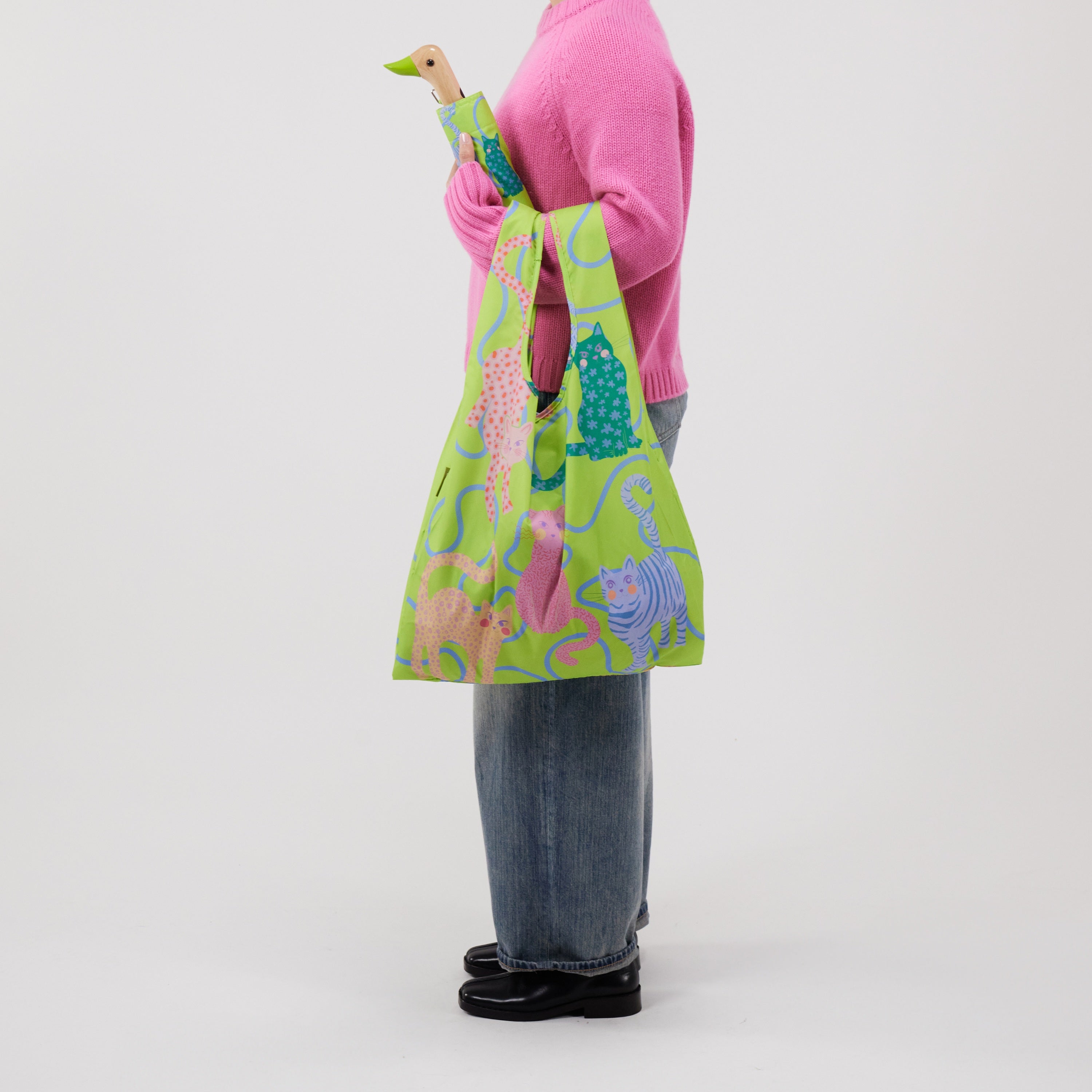 duckhead-lime-arty-cats-set-regenschirm-tasche-katzen image 2