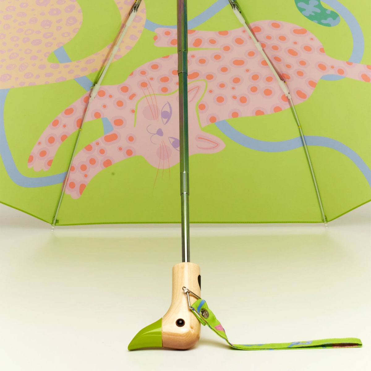 duckhead-arty-cats-lime-taschenschirm-katzenmotiv-recycelt image 6