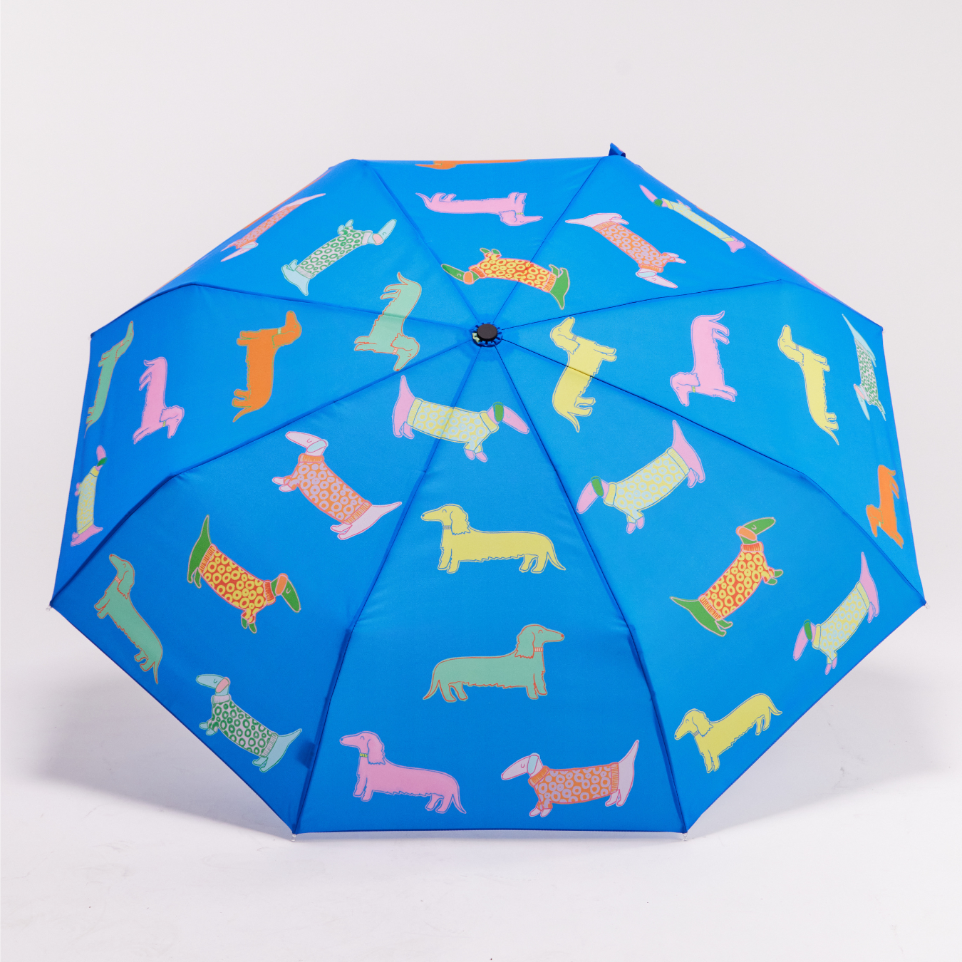 duckhead-dogs-blue-kompakt-regenschirm-dackel-ente-griff image 3