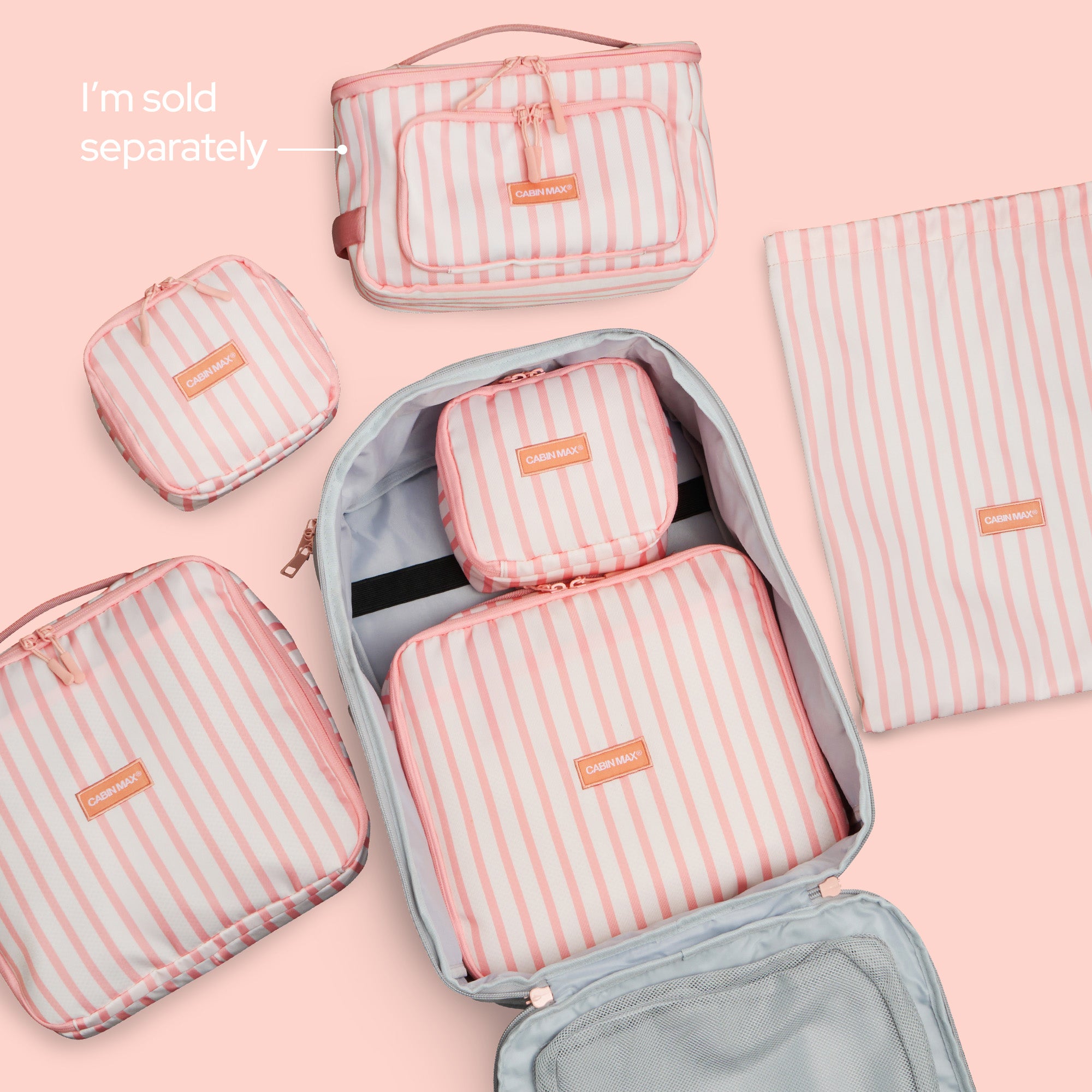 cabin-max-accessories-packing-cubes-5-teilig-rosa-gestreift-organizer image 7