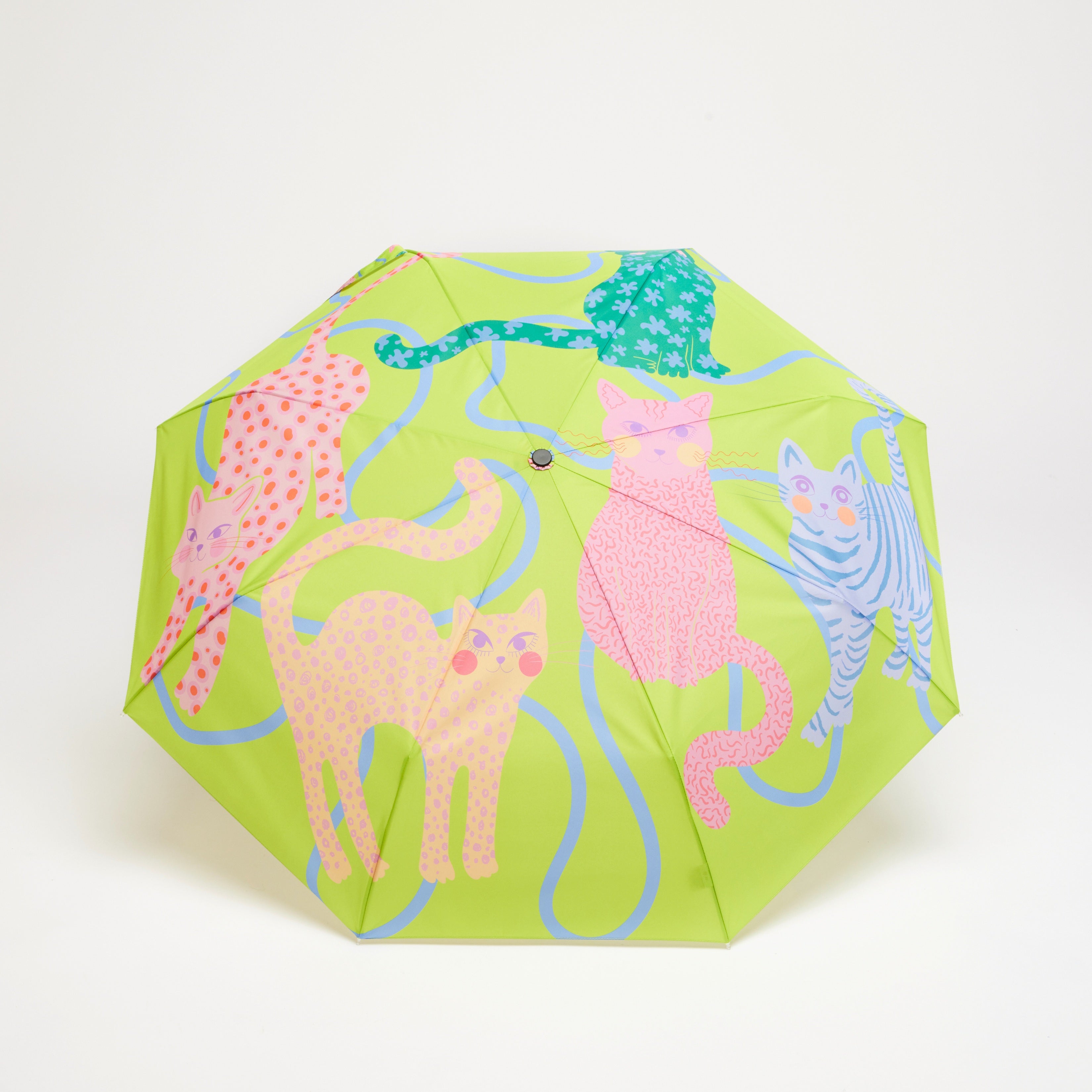 duckhead-arty-cats-lime-taschenschirm-katzenmotiv-recycelt image 5