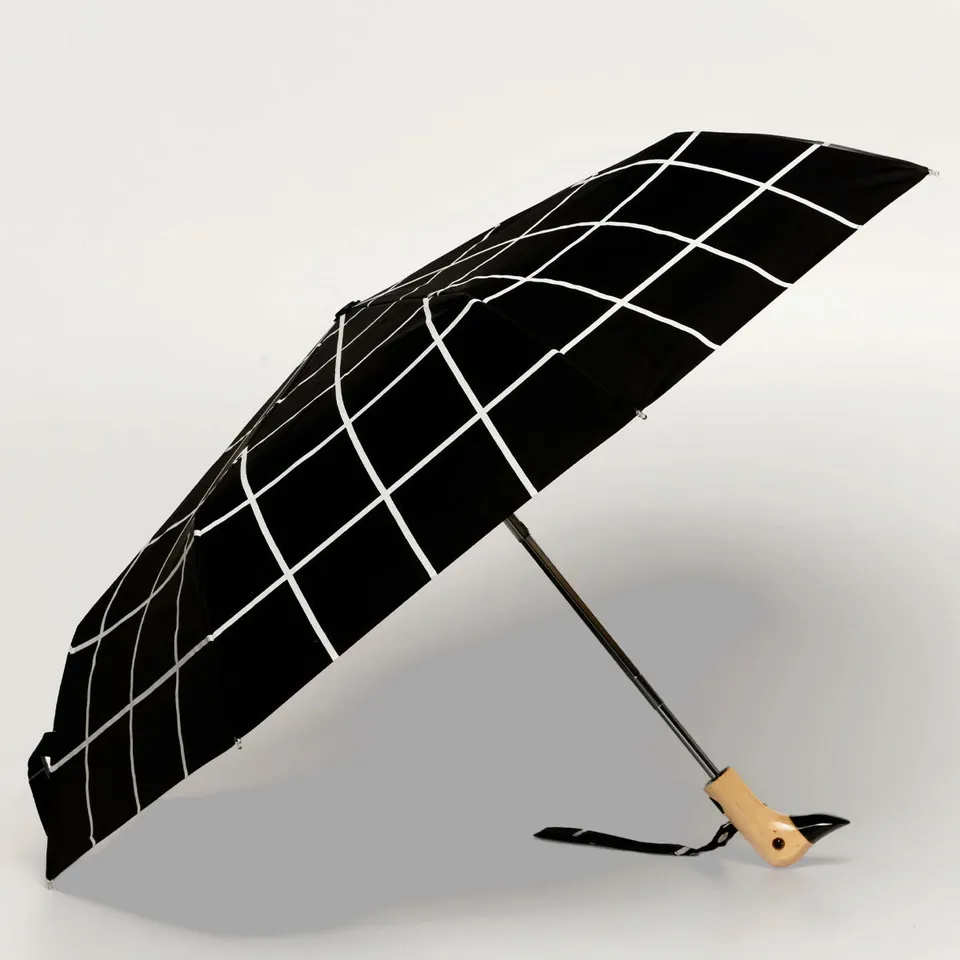 duckhead-the-duckhead-black-grid-taschenschirm-kompakt-recycelt image 1